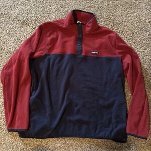 Lands' End Red and Navy Fleece Pullover